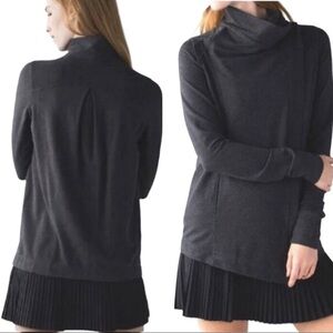 Lululemon Coast Wrap Jacket Top Cowl Neck One Button Pockets Mod Black size 2